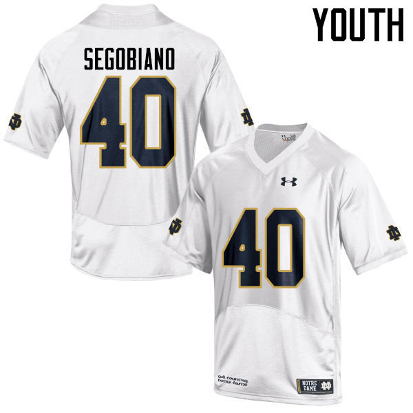 Youth #40 Brett Segobiano Notre Dame Fighting Irish College Football Jerseys-White